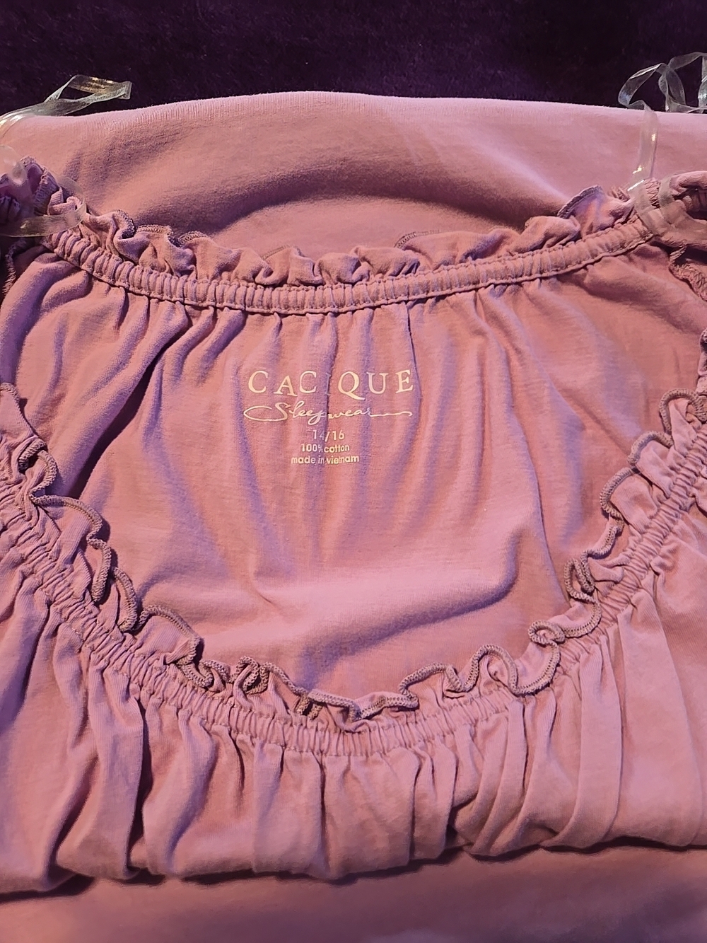 Cacique Lavender Ruffle Cotton Nightie